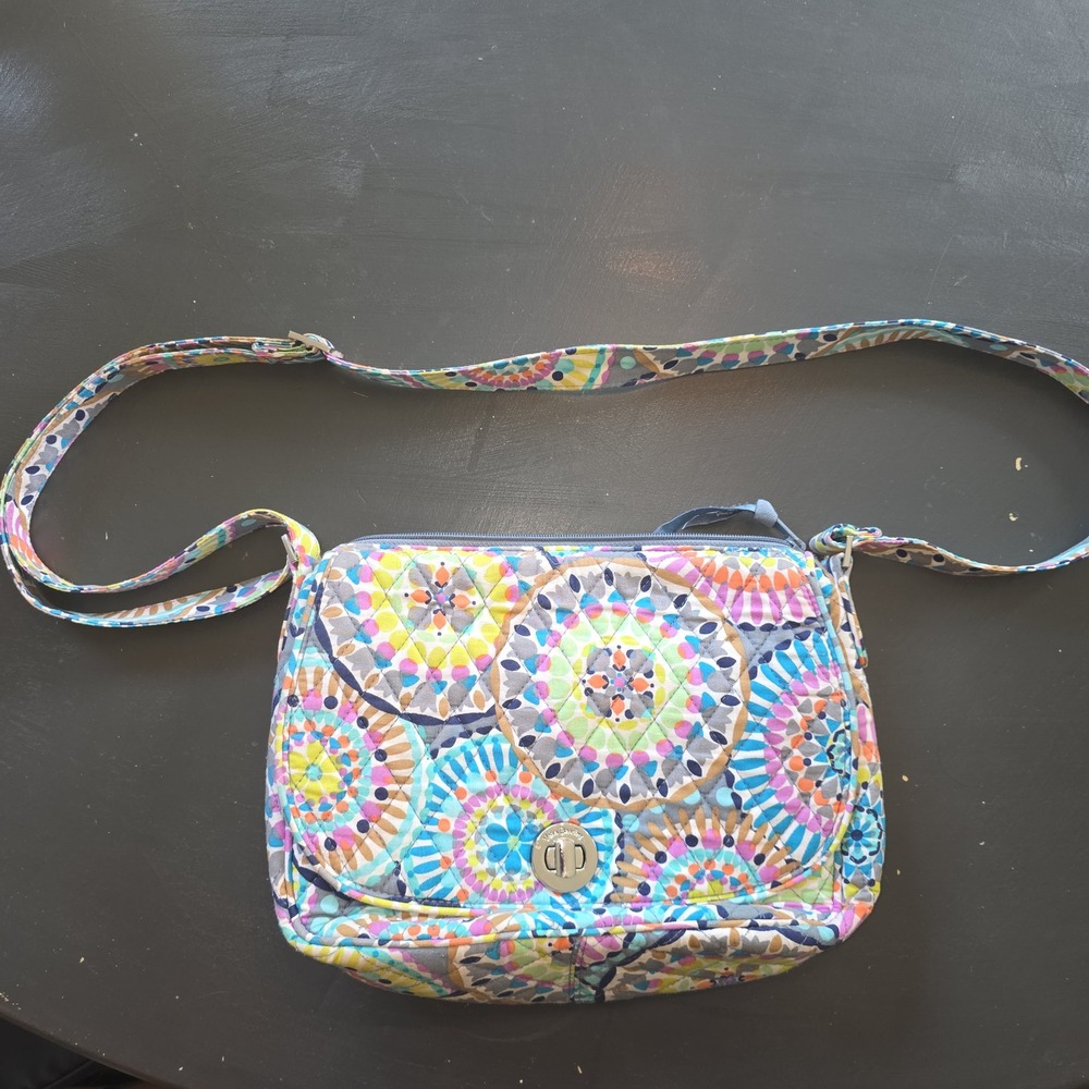 Vera Bradley Marrakesh‎ Beads Quilted Cotton Crossbody Bag Multicolor Turn-Lock